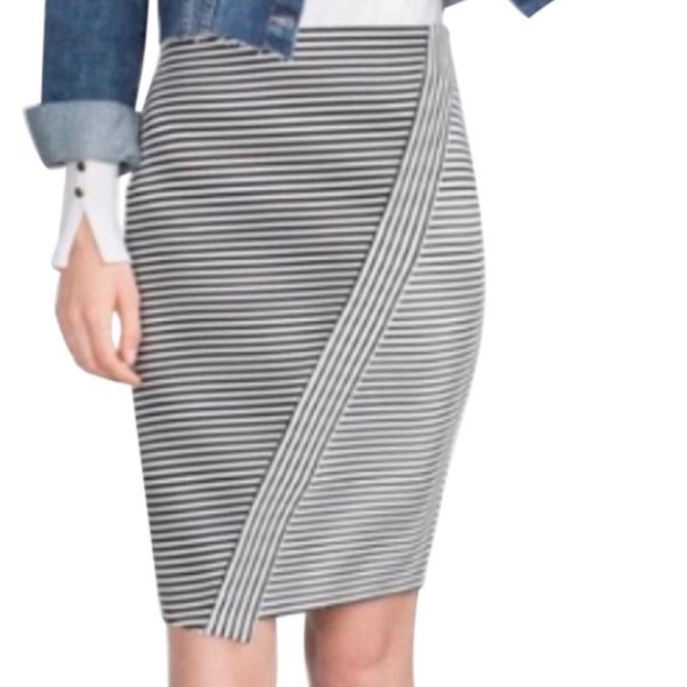 Zara striped asymmetrical skirt